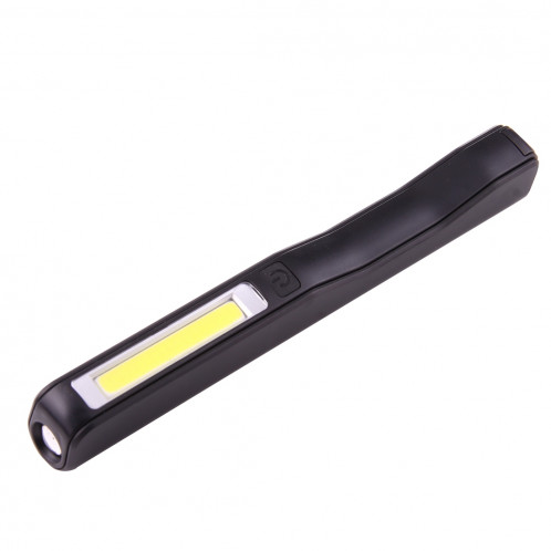 Lampe / lampe de poche de forme de stylo d'intense luminosité 100LM, lumière blanche, COB LED 2-Modes avec agrafe de stylo magnétique rotative de 90 degrés (noir) SH874B1201-011