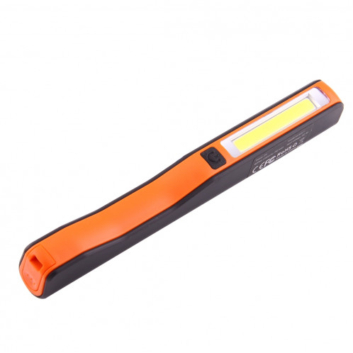 Lumière / lampe-torche de travail de forme de stylo de l'intense luminosité 100LM, lumière blanche, COB LED 2-Modes avec agrafe magnétique rotative de 90 degrés (orange) SH874E183-011