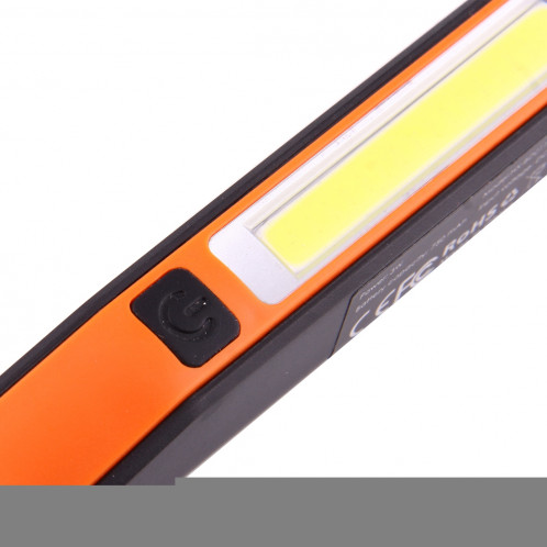 Lumière / lampe-torche de travail de forme de stylo de l'intense luminosité 100LM, lumière blanche, COB LED 2-Modes avec agrafe magnétique rotative de 90 degrés (orange) SH874E183-011