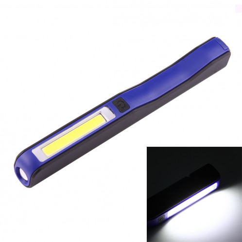 Lumière / lampe-torche de travail de forme de stylo de l'intense luminosité 100LM, lumière blanche, COB LED 2-Modes avec agrafe magnétique rotative de 90 degrés (bleu) SH874L860-011