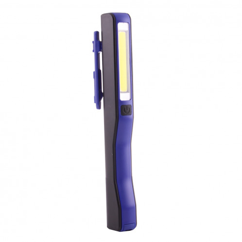 Lumière / lampe-torche de travail de forme de stylo de l'intense luminosité 100LM, lumière blanche, COB LED 2-Modes avec agrafe magnétique rotative de 90 degrés (bleu) SH874L860-011