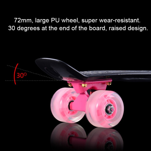 Shining Fish Plate Scooter Planche à roulettes à quatre roues à inclinaison simple avec meule de 72 mm (noir rose) SH43BF782-09