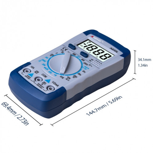 Instrument électrique domestique de multimètre portable ANENG A830L (bleu gris) SA759E799-08