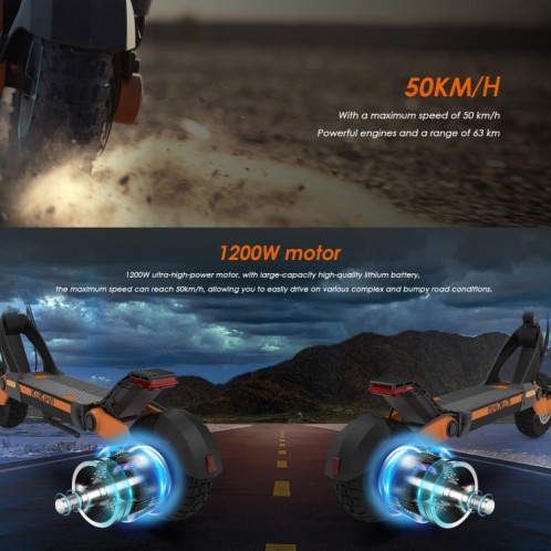  Kukirin G3 10 pouces pneus 1200W 52V 18AH scooter tout-terrain électrique pliant à trois vitesses avec affichage LED SK0BEU1329-018