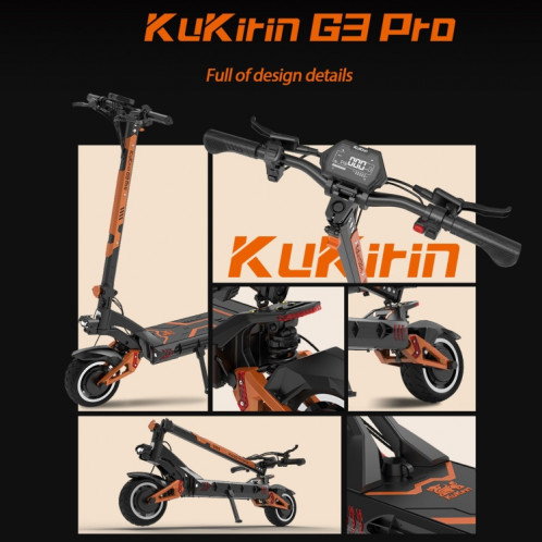  Kukirin G3 Pro Trottinette électrique tout-terrain pliable à trois vitesses avec pneus de 10 pouces 2400 W 52 V 23,4 Ah et écran LED SK1BEU322-018
