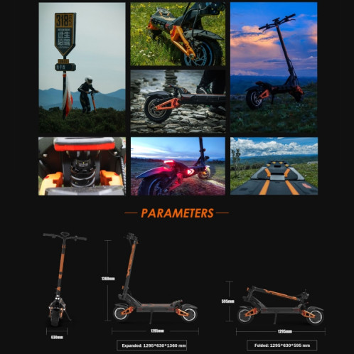  Kukirin G3 Pro Trottinette électrique tout-terrain pliable à trois vitesses avec pneus de 10 pouces 2400 W 52 V 23,4 Ah et écran LED SK1BEU322-018