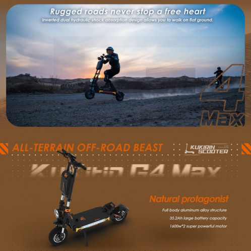  Kukirin G4 Max 12 pouces pneus 3200W 60V 35.2AH scooter tout-terrain électrique pliant à trois vitesses avec affichage LED SK1BEU1993-017