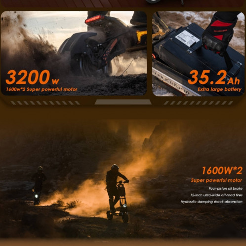  Kukirin G4 Max 12 pouces pneus 3200W 60V 35.2AH scooter tout-terrain électrique pliant à trois vitesses avec affichage LED SK1BEU1993-017
