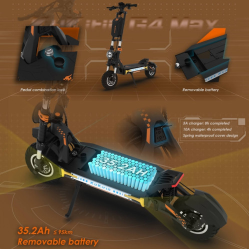  Kukirin G4 Max 12 pouces pneus 3200W 60V 35.2AH scooter tout-terrain électrique pliant à trois vitesses avec affichage LED SK1BEU1993-017