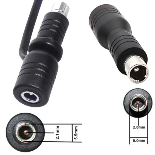 Adaptateur DC 5,5 mm x 2,1 mm femelle vers DC 8,0 mm x 1,6 mm mâle pour adaptateur d'alimentation de scooter de vélo électrique Xiaomi (noir) SH950B169-05
