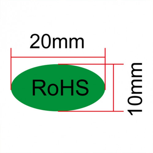 Étiquette RoHS autocollante d'autocollant RoHS de forme ovale de 1000 pièces, taille: 10x20mm SH1054629-03