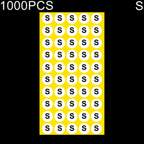 Étiquette de taille de vêtements d'autocollant de forme ronde de 1000 pièces, taille: S SH05731405-05