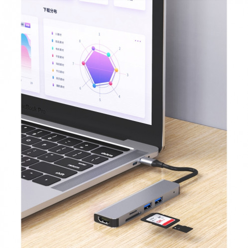 5 en 1 USB-C / TYPE-C à 4K HDMI + SD / TF Card Slot + USB 2.0 + USB 3.0 Hub de station d'accueil multifonctionnelle SH0000863-07