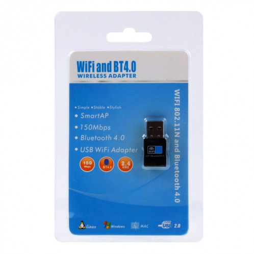 2 en 1 Bluetooth 4.0 + 150Mbps 2.4GHz USB WiFi Adaptateur sans fil S20053704-08