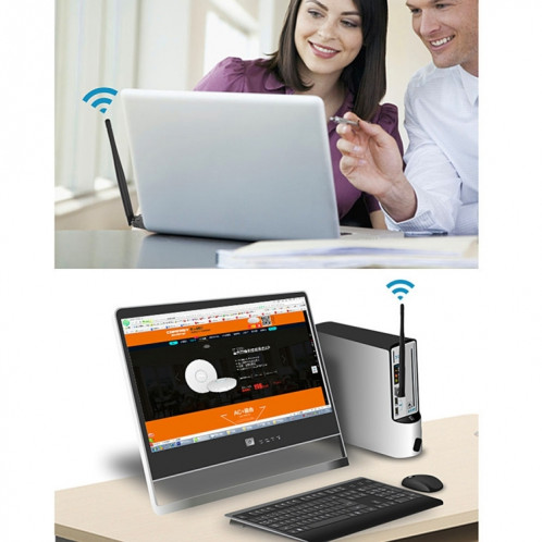 2 en 1 Bluetooth 4.0 + 150 Mbps 2.4GHz USB sans fil WiFi adaptateur avec antenne externe 2D1 S200541366-08