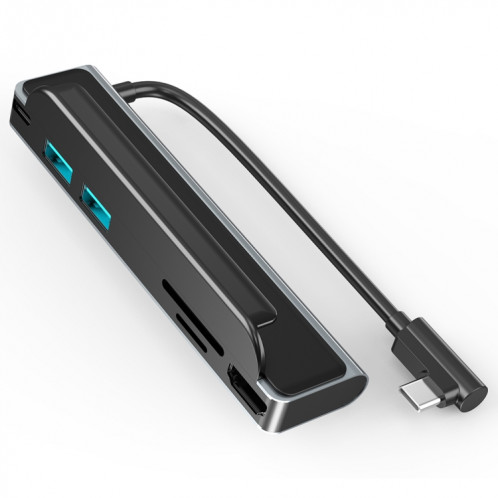AD-065 6 en 1 USB-C / TYPE-C à 4K HDMI + SD / TF Slot de carte + Type-C + 2 USB 3.0 Style de dossier à dos de style multifonctionnel SH0089245-07