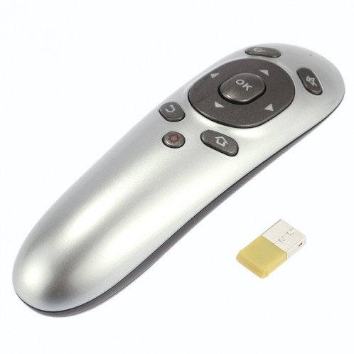 PR-07 2.4G Multifonctions 6 axes Gyro PC Wireless Presenter Télécommande PPT Presentation Air Mouse, Supporte Windows XP / Vista / Win7 / Win8 / Android 4.0 et versions antérieures, Distance effective: 15m (Gris) SH096H1030-07