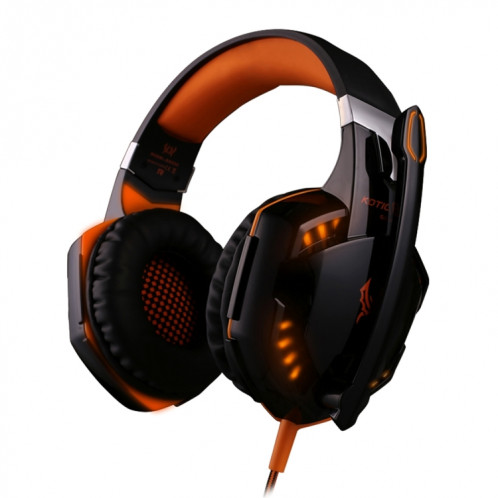 KOTION CHAQUE G2000 Sur-oreille Jeu Gaming Casque Casque Écouteur Bandeau avec Micro Basse Stéréo LED pour PC Gamer, Longueur du Câble: Environ 2.2m (Orange + Noir) SK100E1332-018