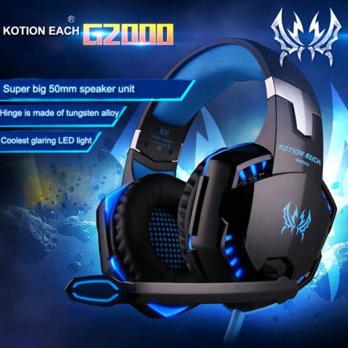 KOTION CHAQUE G2000 Sur-oreille Jeu Gaming Casque Casque Écouteur Bandeau avec Micro Basse Stéréo LED pour PC Gamer, Longueur du Câble: Environ 2.2m (Orange + Noir) SK100E1332-018