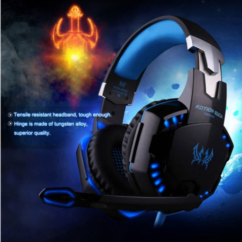 KOTION CHAQUE G2000 Sur-oreille Jeu Gaming Casque Casque Écouteur Bandeau avec Micro Basse Stéréo LED pour PC Gamer, Longueur du Câble: Environ 2.2m (Orange + Noir) SK100E1332-018