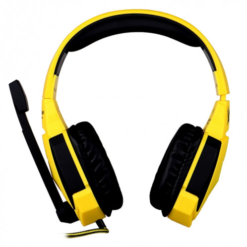 KOTION EACH G4000 Version USB Stéréo Gaming Headset Casque Headband avec Microphone Contrôle du Volume LED Lumière pour PC Gamer, Longueur de Câble: Environ 2.2m (Noir + Jaune) SK04BY1349-011