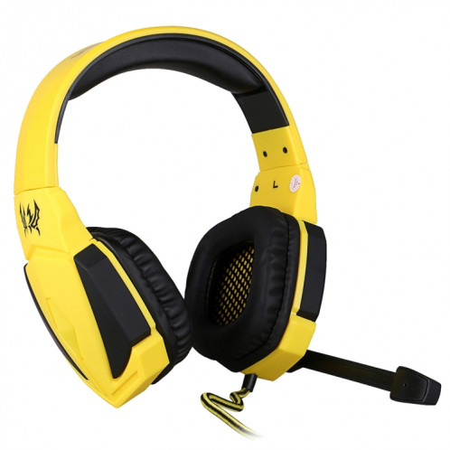 KOTION EACH G4000 Version USB Stéréo Gaming Headset Casque Headband avec Microphone Contrôle du Volume LED Lumière pour PC Gamer, Longueur de Câble: Environ 2.2m (Noir + Jaune) SK04BY1349-011