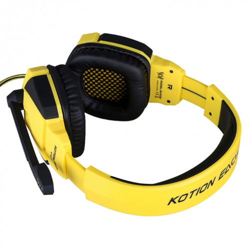 KOTION EACH G4000 Version USB Stéréo Gaming Headset Casque Headband avec Microphone Contrôle du Volume LED Lumière pour PC Gamer, Longueur de Câble: Environ 2.2m (Noir + Jaune) SK04BY1349-011