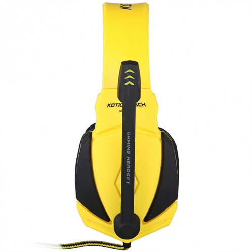 KOTION EACH G4000 Version USB Stéréo Gaming Headset Casque Headband avec Microphone Contrôle du Volume LED Lumière pour PC Gamer, Longueur de Câble: Environ 2.2m (Noir + Jaune) SK04BY1349-011