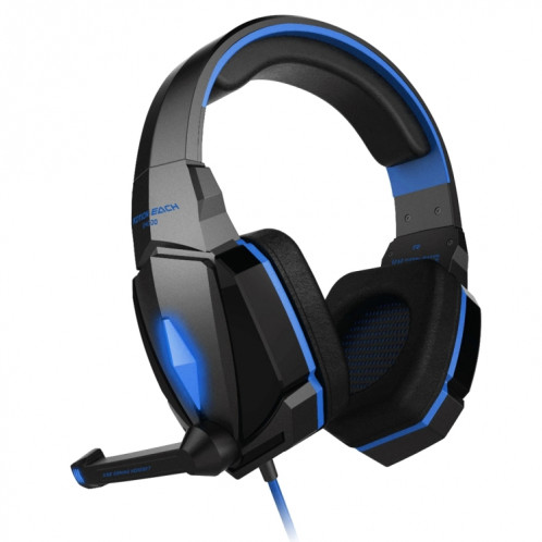 KOTION CHAQUE G4000 Stéréo Gaming Headset Casque Headband avec Micro Contrôle du Volume LED Lumière pour PC Gamer, Longueur du Câble: Environ 2.2m (Bleu + Noir) SK105L12-011