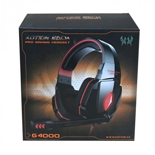 KOTION CHAQUE G4000 Stéréo Gaming Headset Casque Headband avec Micro Contrôle du Volume LED Lumière pour PC Gamer, Longueur du Câble: Environ 2.2m (Bleu + Noir) SK105L12-011