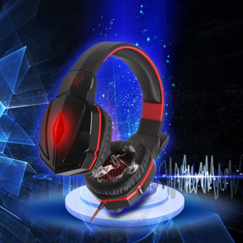 KOTION EACH G4000 Casque de jeu stéréo Casque serre-tête avec contrôle du volume du microphone Lumière LED pour PC Gamer, longueur du câble: environ 2,2 m (rouge + noir) SK105R459-011