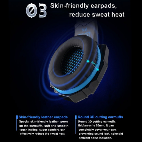 KOTION EACH G9000 3.5mm Jeu Casque Casque Ecouteurs avec Microphone LED Lumière pour Ordinateur Portable / Tablette / Téléphones Portables, Longueur de Câble: Environ 2.2m (Rouge + Noir) SK113R1622-014