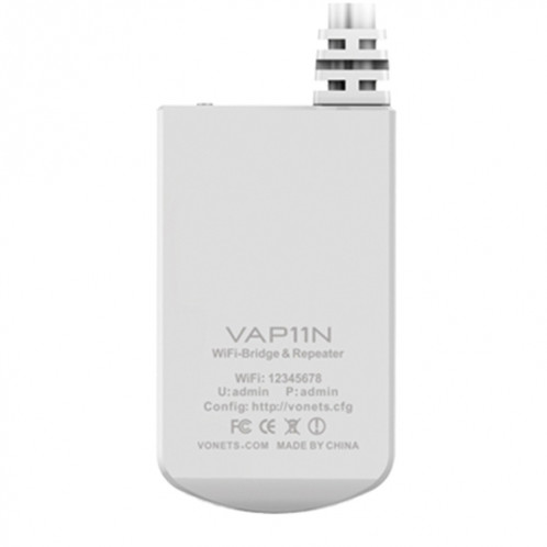 VONETS VAP11N Mini WiFi 300 Mbps Repeater WiFi Bridge, Meilleur Partenaire de Dispositif IP / Caméra IP / Imprimante IP / XBOX / PS3 / IPTV / Skybox (Blanc) SV133W1737-011