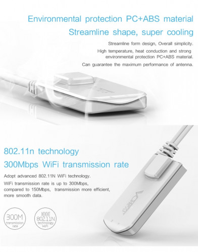 VONETS VAP11N Mini WiFi 300 Mbps Repeater WiFi Bridge, Meilleur Partenaire de Dispositif IP / Caméra IP / Imprimante IP / XBOX / PS3 / IPTV / Skybox (Blanc) SV133W1737-011