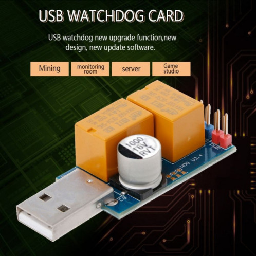 USB Watchdog Card Double Relay Automatique Redémarrage Automatique Blue Crash Timer Redémarrage Pour Jeu De Serveur Minier 24H SU0174704-05