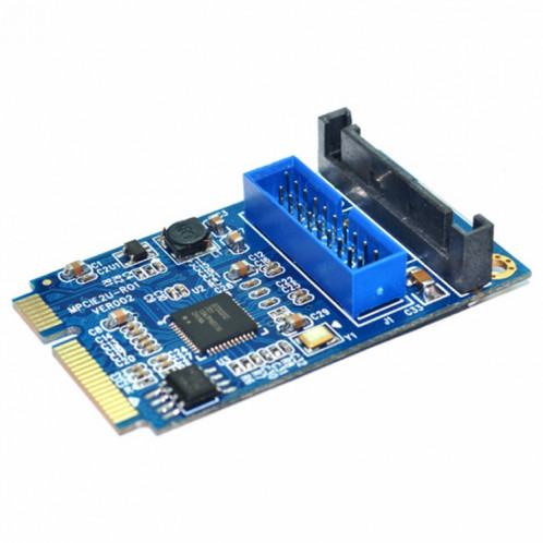 Carte d'extension pour PC de bureau MINI PCI-E vers USB 3.0 avant 19 broches (bleu) SM183L886-05