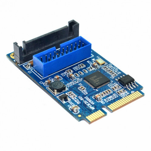 Carte d'extension pour PC de bureau MINI PCI-E vers USB 3.0 avant 19 broches (bleu) SM183L886-05