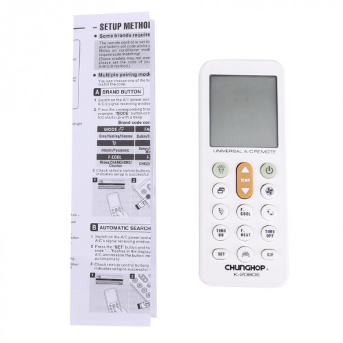 CHUNGHOP K-2080E Télécommande universelle pour climatiseur LCD SC0203192-09