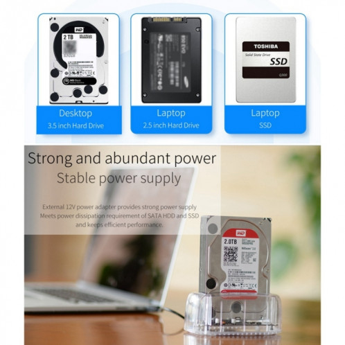 ORICO 6139U3 2,5 / 3,5 pouces Transparent SATA vers USB 3.0 Station d'accueil pour disque dur (Transparent) SO229T21-014