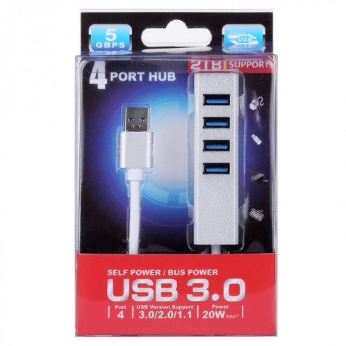5 Gbps Super Vitesse Auto / Bus 4 Ports USB 3.0 HUB (Argent) SH240S1351-06