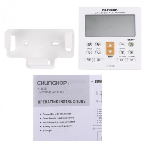 CHUNGHOP K-650E Télécommande universelle pour climatiseur LCD avec support SC0307301-011