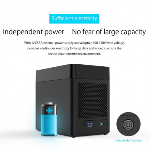 ORICO DS500U3 Boîtier de disque dur USB 3.0 de type magnétique à 5 baies avec indicateur DEL bleu SO0313168-012