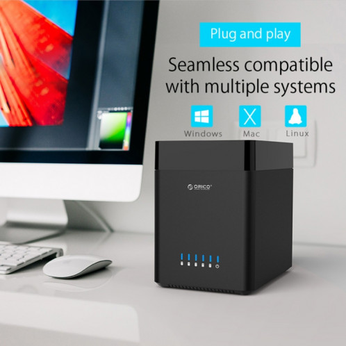 ORICO DS500U3 Boîtier de disque dur USB 3.0 de type magnétique à 5 baies avec indicateur DEL bleu SO0313168-012