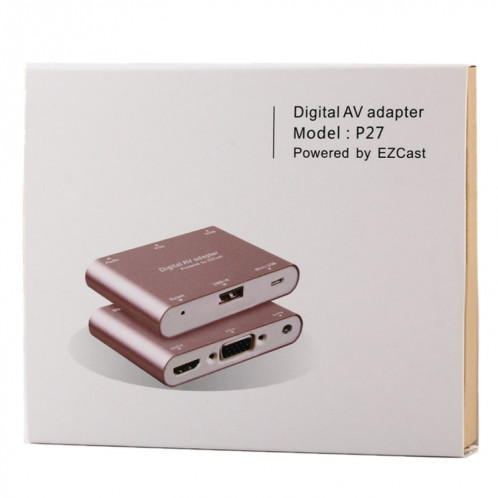 P27 Metal Cover Micro USB vers HDMI + Convertisseur VGA HDTV Adaptateur AV numérique, Alimentation par EZCast, Système de support iOS / Android / Windows (Argent) SH324S1998-010