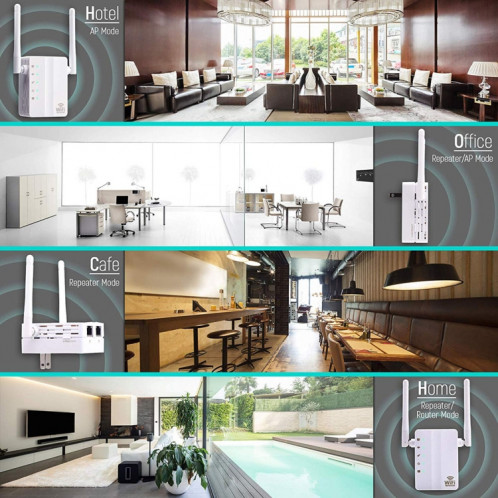 Routeur de réseau avec amplificateur de signal avec répéteur WiFi et extension sans fil N à 300 Mbits / s avec 2 antennes externes, (noir) SH327B1604-015