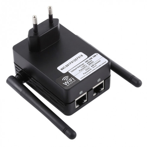 Routeur de réseau avec amplificateur de signal avec répéteur WiFi et extension sans fil N à 300 Mbits / s avec 2 antennes externes, prise UE (noir) SH327B1604-015