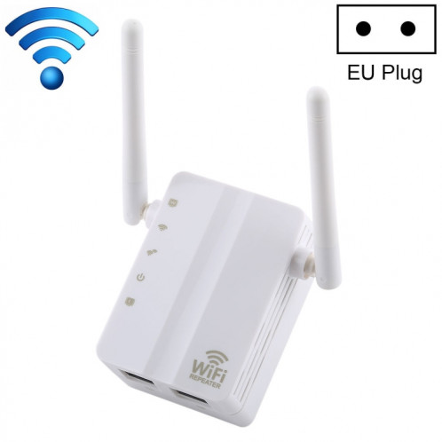 Routeur réseau avec amplificateur de signal avec répéteur WiFi et extension sans fil N à 300 Mbits / s avec 2 antennes externes, prise UE (blanc) SH327W629-015