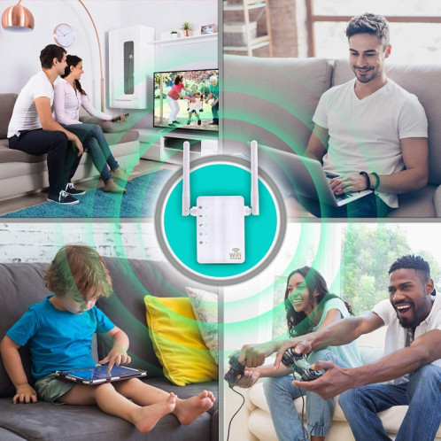 Routeur réseau avec amplificateur de signal avec répéteur WiFi et extension sans fil N à 300 Mbits / s avec 2 antennes externes, (blanc) SH327W629-015