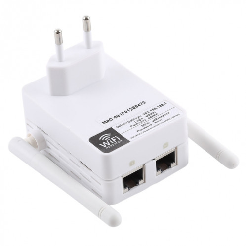 Routeur réseau avec amplificateur de signal avec répéteur WiFi et extension sans fil N à 300 Mbits / s avec 2 antennes externes, prise UE (blanc) SH327W629-015