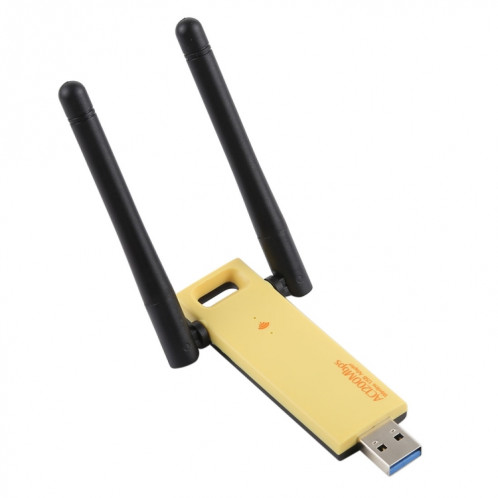 Adaptateur WiFi USB double bande AC1200Mbps 2,4 GHz et 5 GHz double carte réseau externe avec 2 antennes externes (jaune) SH329Y634-07